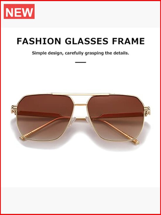 Oversized Square Vintage Sunglasses Metal UV400 TAC Polarized Large Retro